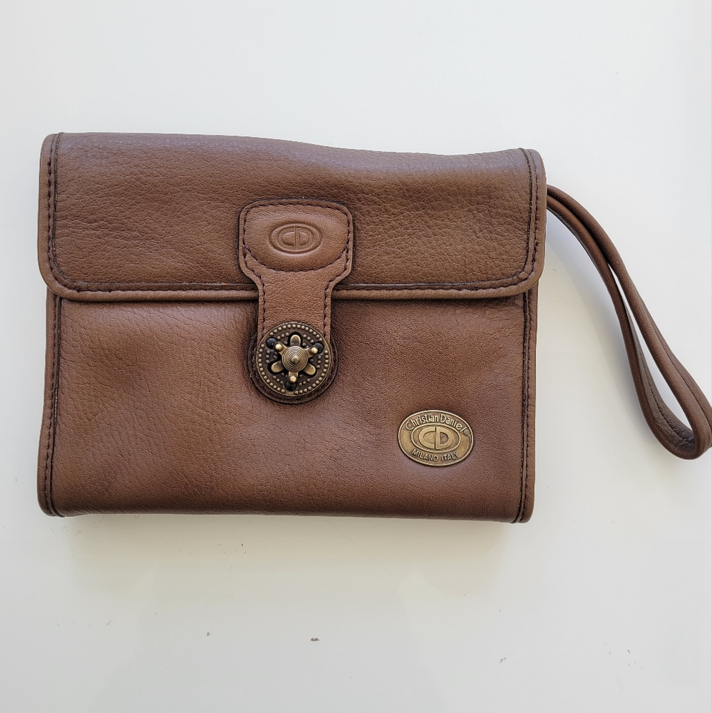 Christian Daniel | Brown Leather Large Clutch